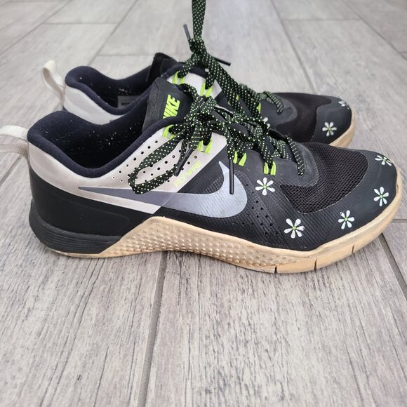 Nike Flywire women's black white and neon yellow training sneakers size 7.5 - Picture 5 of 12